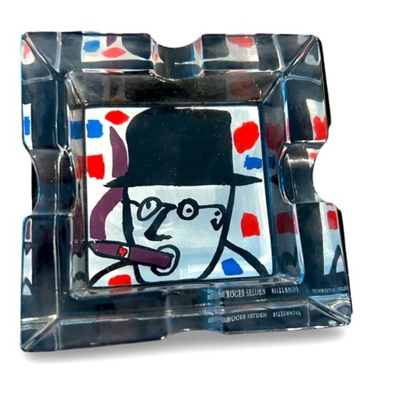 RITZENHOFF Smoking Lead Crystal Glass Cigar Ashtray Design By Roger Selden 2000 - Picture 1 of 4